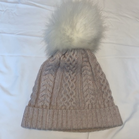 Smartwool Knit Beanie with faux fur Pom Pom Blush/Cream OS - Picture 4 of 5